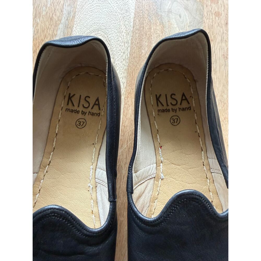 KISA Made By Hand Women's black leather slip on shoe, size 27, NEW - Picture 5 of 10